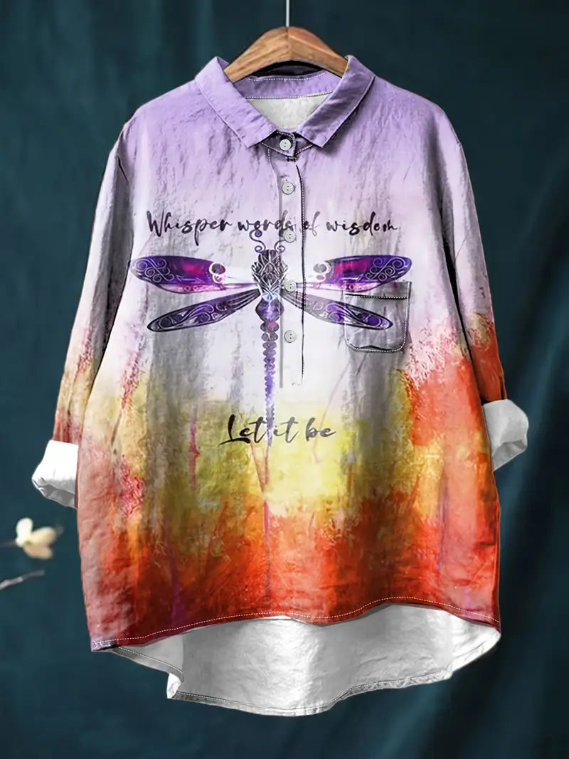 Vintage Floral Art Print Casual Shirt with Pocket