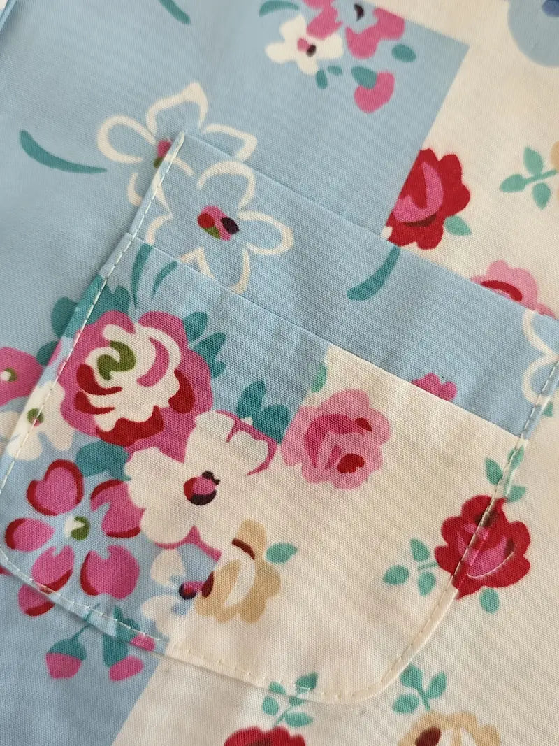 Vintage Floral Art Print Casual Shirt with Pocket